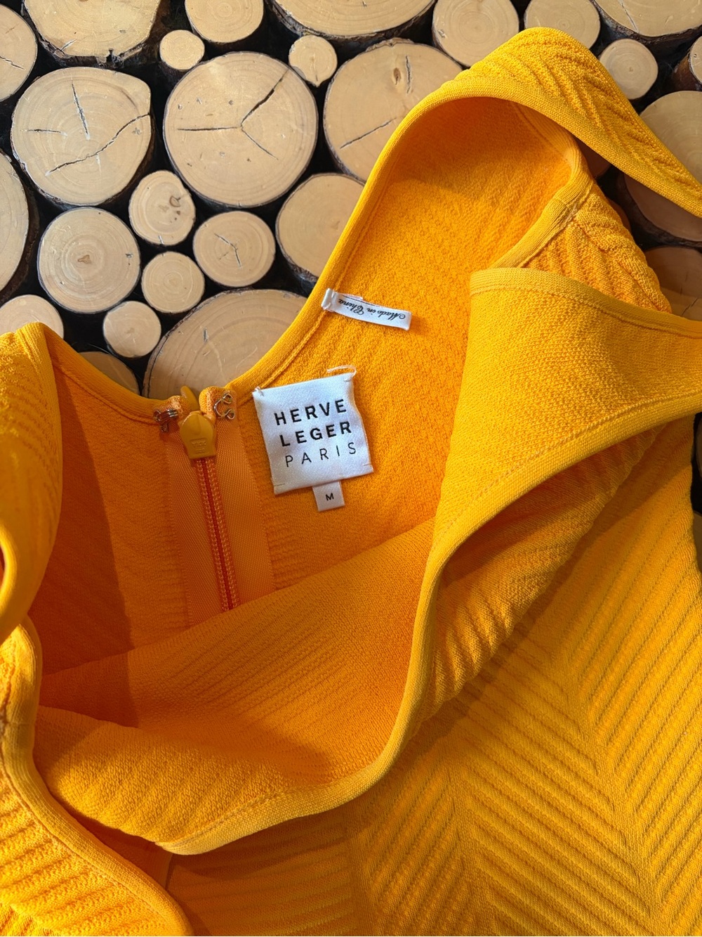 Herve Leger Knit Bodycon Dress in Mustard Yellow size medium - Picture 4 of 4